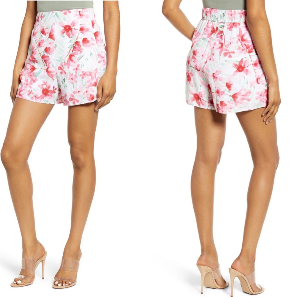 Leith Nordstrom Floral High Waist Shorts Medium